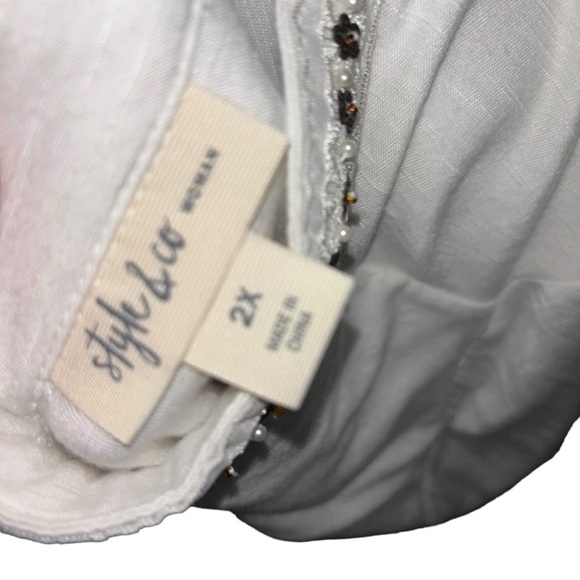 Style & Co. Women's Size 2X Tunic Top Embroidered Flowy Beaded Bohemian Floral - Picture 9 of 9